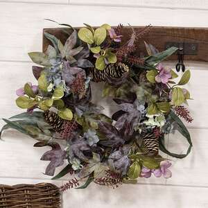Hydrangea & Pine Cones Wreath, 18" SR2317252;