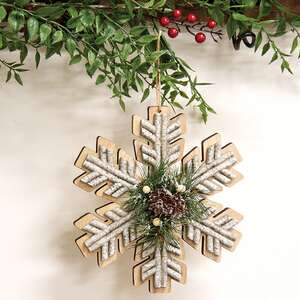 Wooden Birch & Pine Snowflake Ornament, 8" SR2322335;
