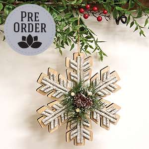 Wooden Birch & Pine Snowflake Ornament, 8" SR2322335