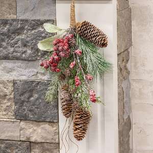 Glittered Hanging Pine & Berry Bough, 13" SR2333347;