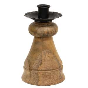 Natural Wood & Metal Cone Spindle Taper Holder - 6.25"