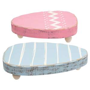 2 Set - Distressed Wooden Chunky Easter Egg Risers