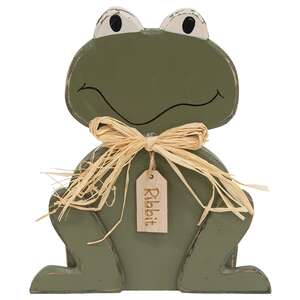 Rustic Wood "Ribbit" Frog Sitter 38281;