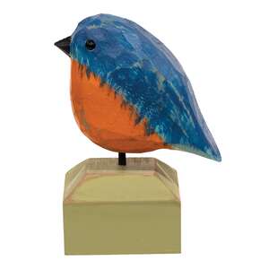 Carved Chunky Wood Bluebird on Base