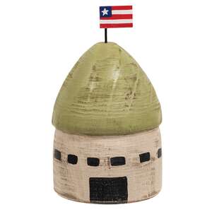 Distressed Carved Wood Americana Silo