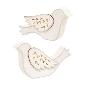 2 Set - Gold Leaf Wooden Dove Sitters