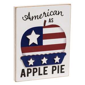 American As Apple Pie Wooden Block Sign