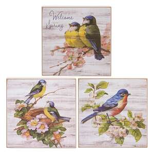 Welcome Spring Bluebird Square Block, 3 Asstd. 38563;
