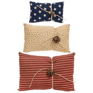 3 Set - Primitive Americana Jingle Bell Pillows CS39074;