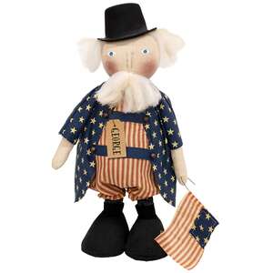 Stuffed Standing Uncle George Doll with Flag