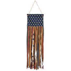 Primitive Rag Strip Flag Banner with Jingle Bells