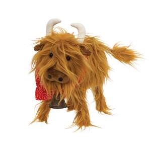 Fluffy Highland Cow with Bandana and Bell - 9"