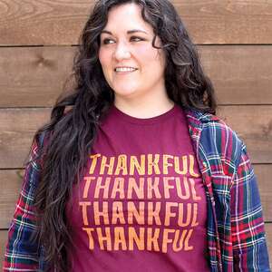 Orange & Plaid Thankful T-Shirt - Maroon L168XXL;