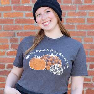 All the Plaid & Pumpkin Things T-Shirt - Heather Dark Gray L170;
