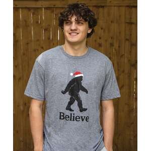 Believe Santa Bigfoot T-Shirt - Heather Graphite L181;