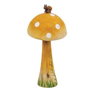 Wooden Hand Painted Mushroom Sitter with Snail 6.5"H