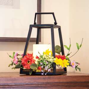Cast Iron & Wood Open Air Lantern w/Handle 19279;
