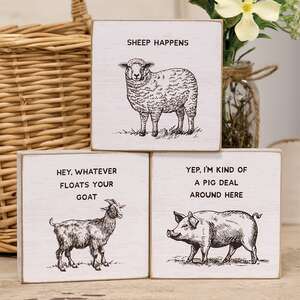 Sheep Happens Square Block, 3 Asstd. 38223;