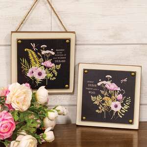 Wander and Dream Layered Floral Sign, 2 Asstd. 38228;