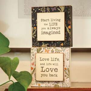 Love Life Layered Floral Box Sign, 2 Asstd. 38234;