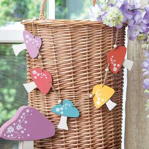 Spring Floral Wooden Mushroom Garland 38252;