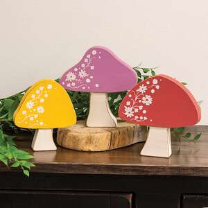 Spring Floral Chunky Mushroom Sitters, 3/Set 38253;