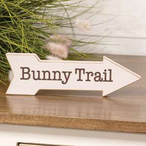 Distressed Wood Bunny Trail Arrow Block Sign 38263;