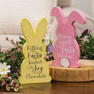 Bunny Kisses/Joy and Chocolate Wooden Bunny Sitter - 2 Asstd. 38342;