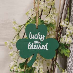 Lucky and Blessed Wooden Shamrock Ornament 38387;