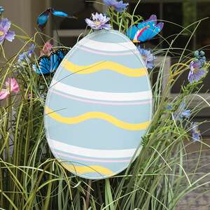 Glittered Blue Easter Egg Accent/Planter Stake 38399;
