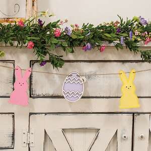 Glittered Wooden Easter Egg & Bunny Garland 38404;
