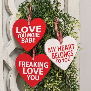 Love You More Wooden Heart Ornament - 3 Asstd. 38410;
