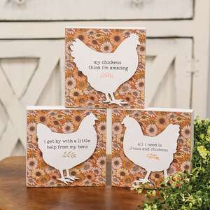 Floral Layered Chicken Box Sign, 3 Asstd. 38445;