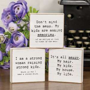 Strong Woman Strong Kids Mini Square Block, 3 Asstd. 38486;