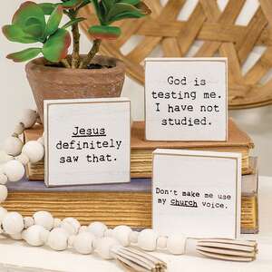 God Is Testing Me Mini Square Block, 3 Asstd. 38493;