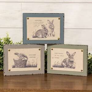 Spring Bunny Fabric Print Block - 3 Asstd. 38515;