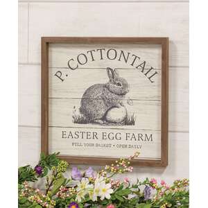 P. Cottontail Easter Egg Farm Slat Look Framed Sign 38520;