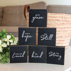Inspirational Hope Words Black Wooden Square Block - 6 Asstd. 38534;