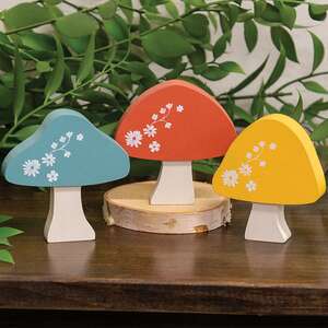 Mini Chunky Floral Mushroom Sitters, 3/Set 38552;