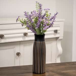BoHo Etched Black Wooden Vase, 10" 60499;