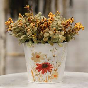 Fall Florals Metal Bucket