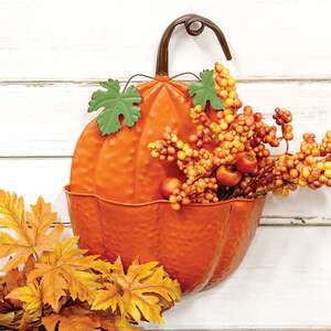 Painted Metal Pumpkin Wall Pocket 70166;