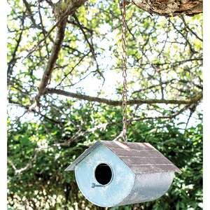 Distressed Blue Metal Birdhouse 70176;