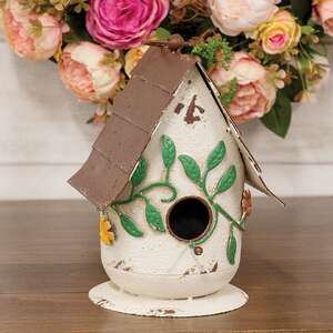Distressed Metal Flower & Vine Birdhouse 70177;