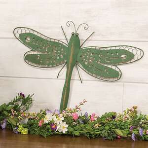 Distressed Green Metal Wall Dragonfly 70179;