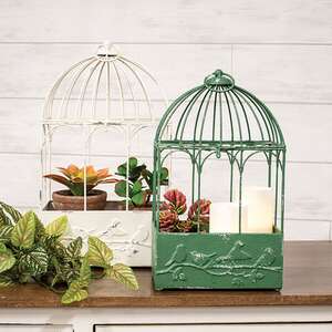 Distressed Metal Birds On Branches Birdcages - 2/Set 70183;