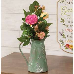 Green Copper Finish Butterfly Embossed Pitcher;