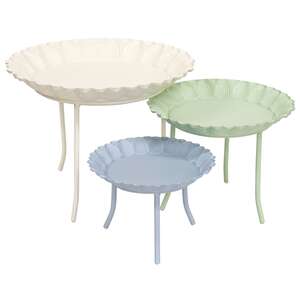 3 Set - Pastel Metal Standing Candle Trays