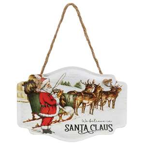 We Believe in Santa Claus Vintage Embossed Metal Hanger