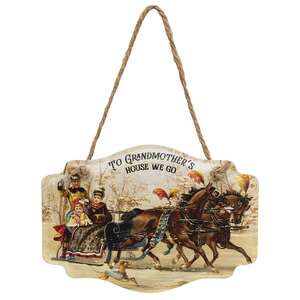 To Grandmother's House We Go Vintage Embossed Metal Hanger